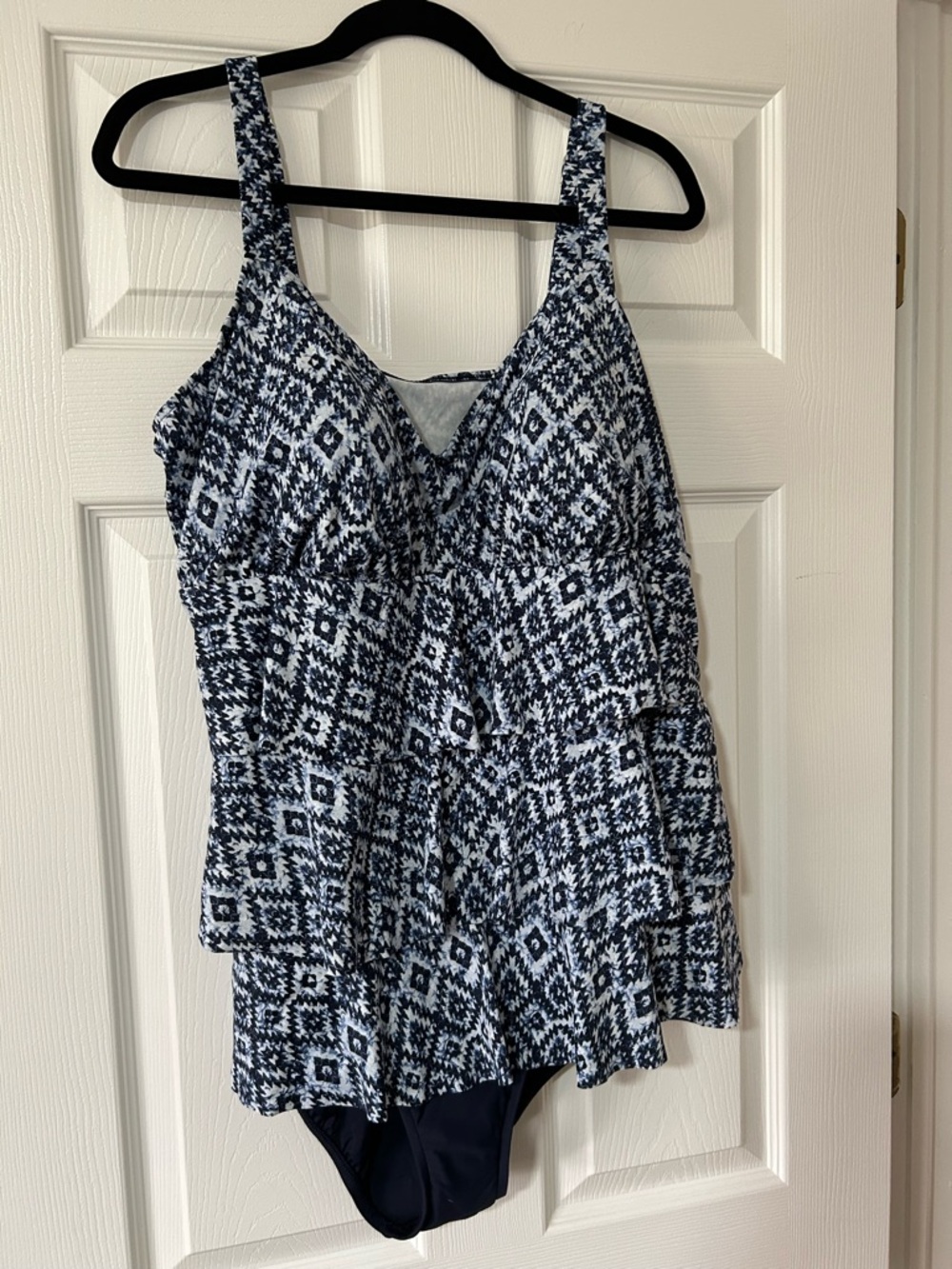 Navy & White Patterned One-Piece Swimsuit